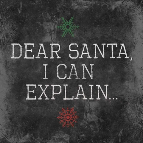 Dear Santa Explain Black Modern Wood Framed Art Print with Double Matting by Grey, Jace