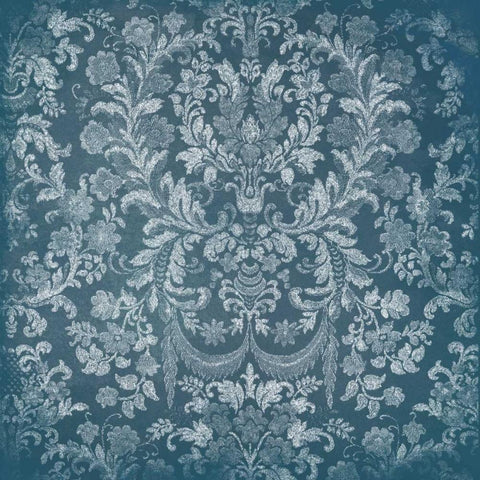 Blue Floral Chaos Black Ornate Wood Framed Art Print with Double Matting by Grey, Jace