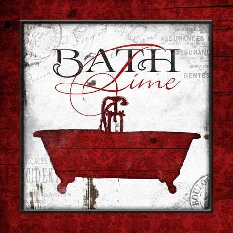 Crimson Bath Time White Modern Wood Framed Art Print with Double Matting by Grey, Jace