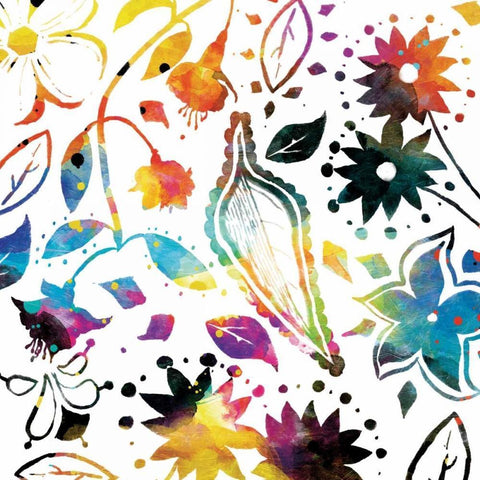 Colorful Florals Black Ornate Wood Framed Art Print with Double Matting by Grey, Jace