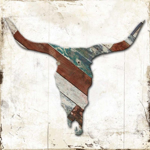 Wooden Bull Head Mate Black Modern Wood Framed Art Print by Grey, Jace