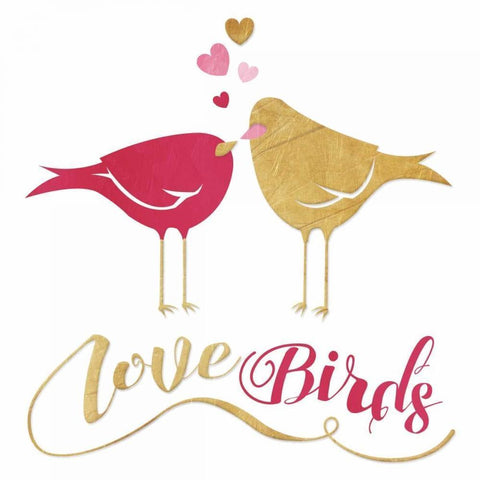 Love Birds White Modern Wood Framed Art Print by Grey, Jace