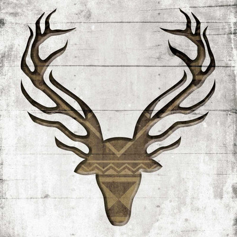 White Wood Deer White Modern Wood Framed Art Print by Grey, Jace