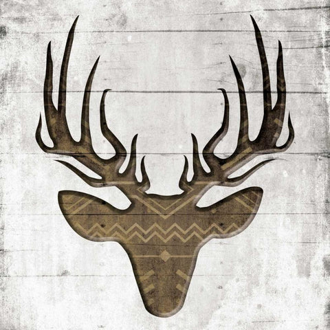 White Wood Deer Mate Black Ornate Wood Framed Art Print with Double Matting by Grey, Jace