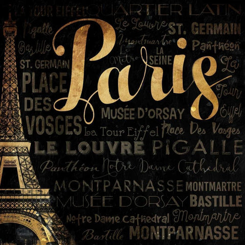 The Left Side of Paris Black Modern Wood Framed Art Print by Grey, Jace