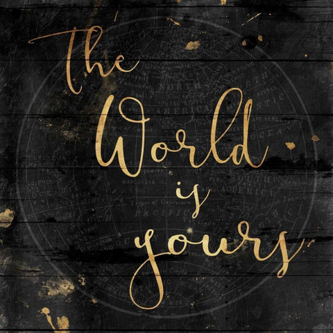 The World Is Yours Black Modern Wood Framed Art Print with Double Matting by Grey, Jace