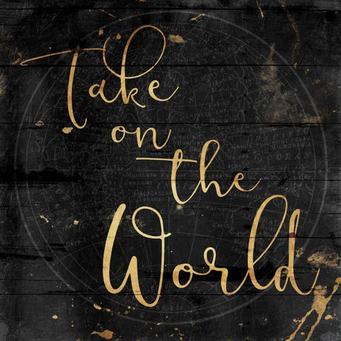 Take On The World Black Ornate Wood Framed Art Print with Double Matting by Grey, Jace