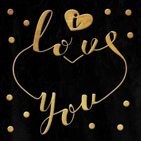 Love Is Gold Black Ornate Wood Framed Art Print with Double Matting by Grey, Jace