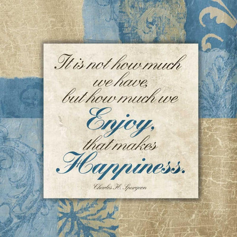 Enjoy Happiness Gold Ornate Wood Framed Art Print with Double Matting by Grey, Jace