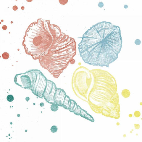 Soft Color Splatter Shells Mate White Modern Wood Framed Art Print by Grey, Jace