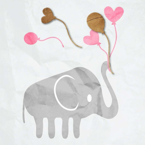 Elephant Balloon White Modern Wood Framed Art Print by Grey, Jace