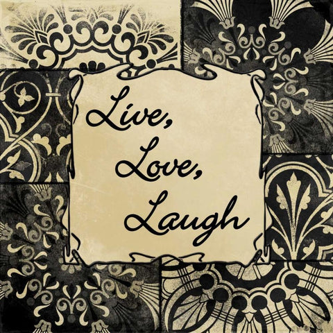 Live Love Laugh Black Modern Wood Framed Art Print with Double Matting by Grey, Jace