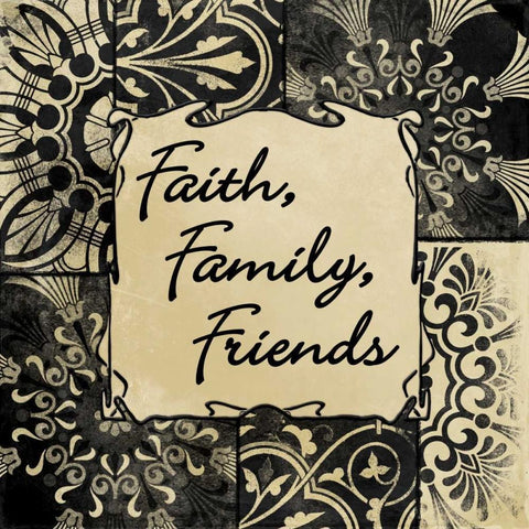 Faith Family Friends Gold Ornate Wood Framed Art Print with Double Matting by Grey, Jace