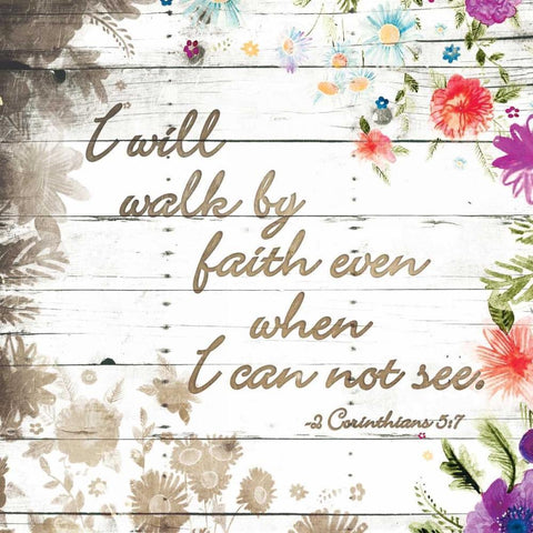 Walk By Faith White Modern Wood Framed Art Print by Grey, Jace