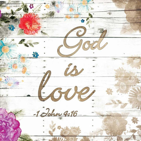 God Is Love Black Ornate Wood Framed Art Print with Double Matting by Grey, Jace