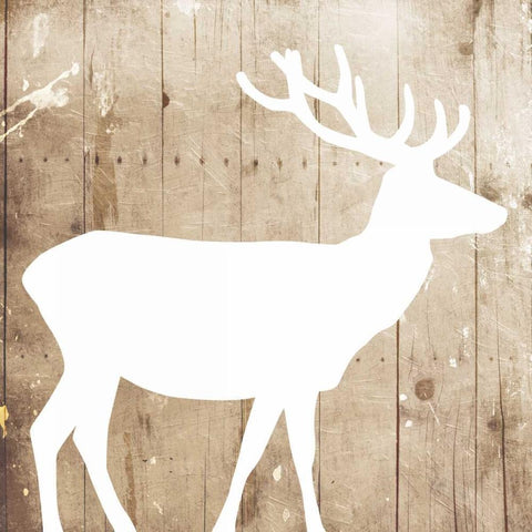 White On Wood Deer Black Modern Wood Framed Art Print with Double Matting by Grey, Jace