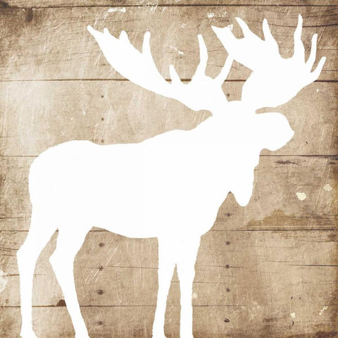 White On Wood Moose Black Modern Wood Framed Art Print with Double Matting by Grey, Jace