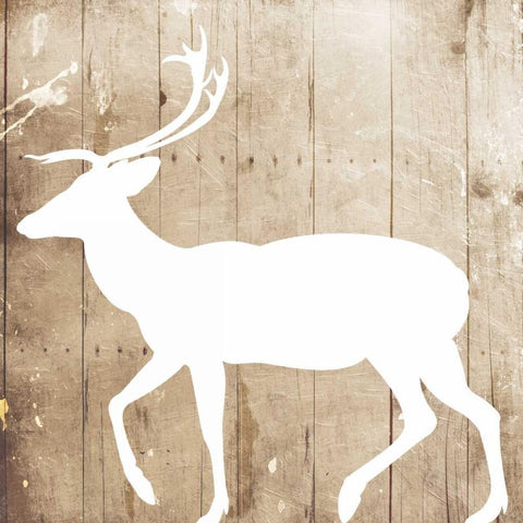 White On Wood Deer Mate Black Modern Wood Framed Art Print with Double Matting by Grey, Jace