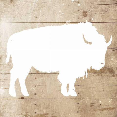 White On Wood Buffalo Mate White Modern Wood Framed Art Print by Grey, Jace