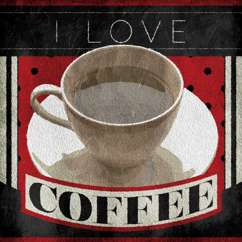 I Love Coffee White Modern Wood Framed Art Print with Double Matting by Grey, Jace