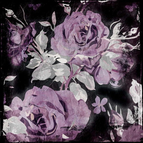 Purp Flowers White Modern Wood Framed Art Print with Double Matting by Grey, Jace