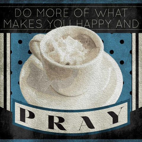 Happy And Pray White Modern Wood Framed Art Print by Grey, Jace