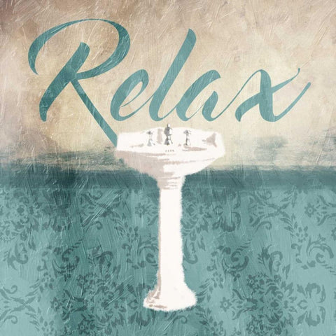 Relax Sink Teal White Modern Wood Framed Art Print with Double Matting by Grey, Jace