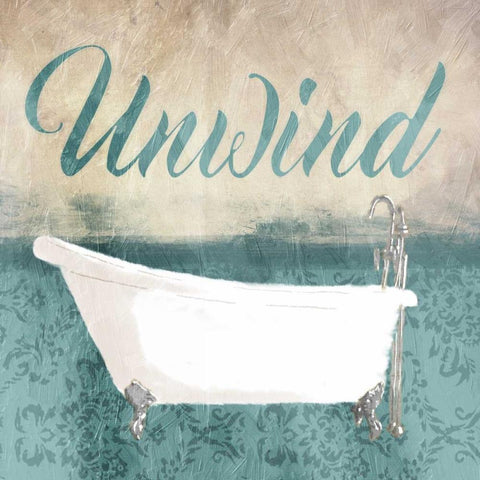 Unwind Bath Teal Black Ornate Wood Framed Art Print with Double Matting by Grey, Jace