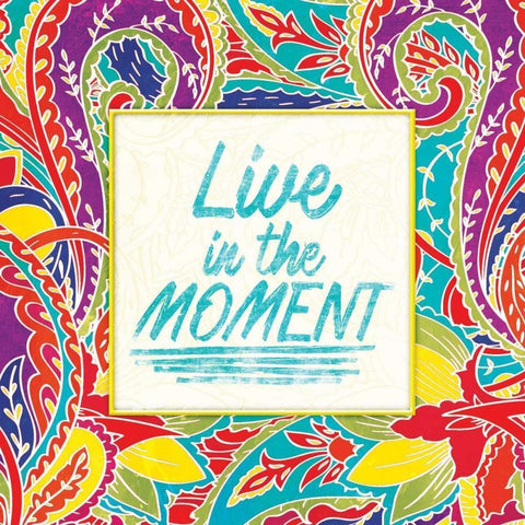 Live In The Moment Gold Ornate Wood Framed Art Print with Double Matting by Grey, Jace