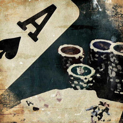 Poker Play Three Black Modern Wood Framed Art Print by Grey, Jace