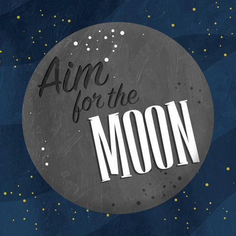 Aim For The Moon White Modern Wood Framed Art Print with Double Matting by Grey, Jace