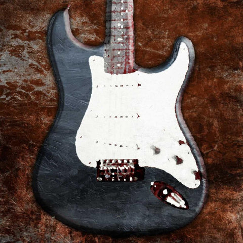 Rustic Electric Guitar Black Modern Wood Framed Art Print by Grey, Jace