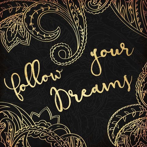 Follow Your Dreams Black Modern Wood Framed Art Print with Double Matting by Grey, Jace