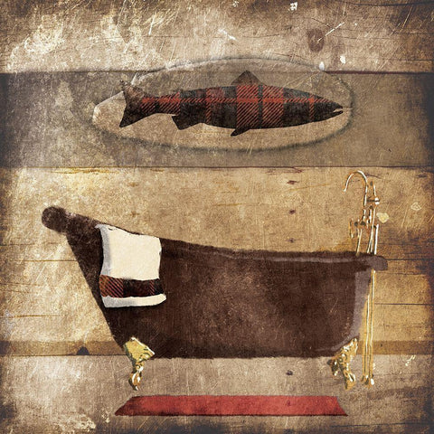 Cabin Salmon Black Modern Wood Framed Art Print with Double Matting by Grey, Jace