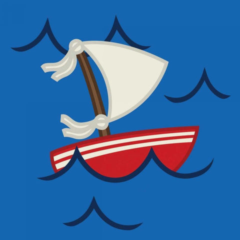 Boat In The Waves White Modern Wood Framed Art Print with Double Matting by Grey, Jace