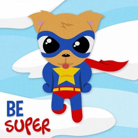 Be Super Dog White Modern Wood Framed Art Print by Grey, Jace