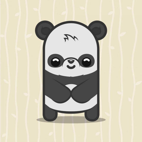 Cute Panda White Modern Wood Framed Art Print by Grey, Jace