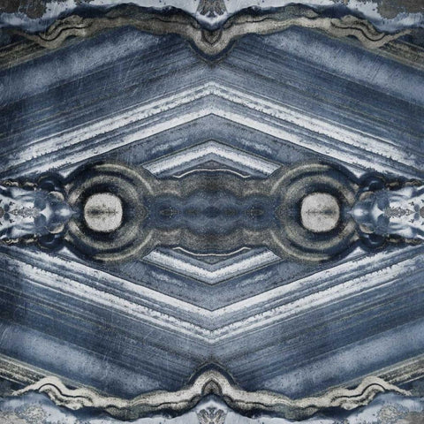 Kaleidoscope Blues And Silvers Black Ornate Wood Framed Art Print with Double Matting by Grey, Jace