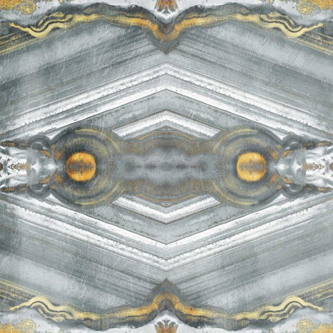 Kaleidoscope Gold And Grey Black Modern Wood Framed Art Print by Grey, Jace