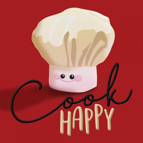 Cook Happy White Modern Wood Framed Art Print by Grey, Jace