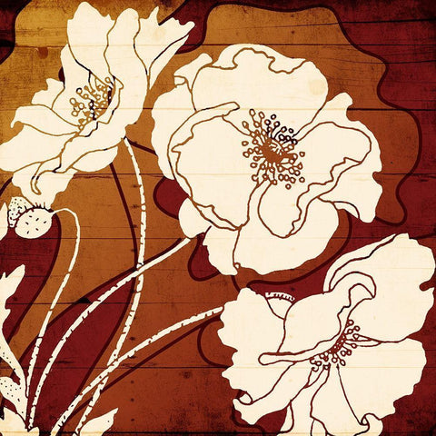 Fall Flower Power Gold Ornate Wood Framed Art Print with Double Matting by Grey, Jace