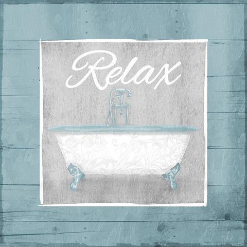 Relax Bath Wood Black Modern Wood Framed Art Print by Grey, Jace