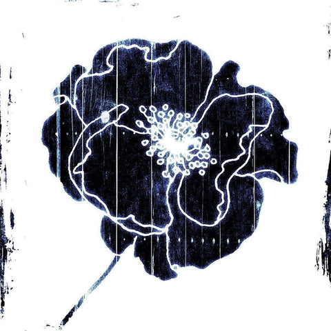 Blue Flower Black Modern Wood Framed Art Print with Double Matting by Grey, Jace