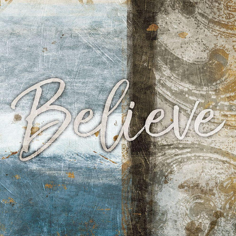 Believe Blue Black Ornate Wood Framed Art Print with Double Matting by Grey, Jace