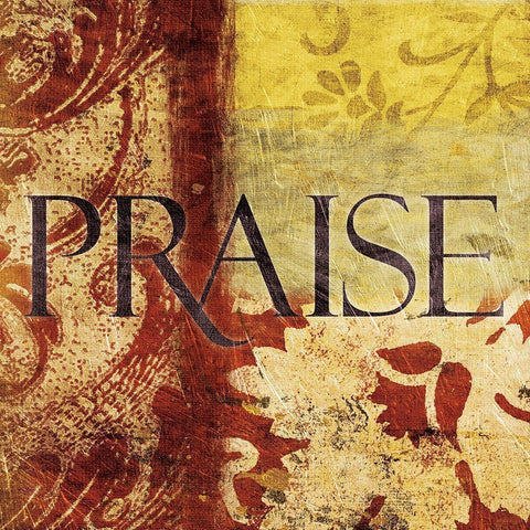 Praise Red Gold Ornate Wood Framed Art Print with Double Matting by Grey, Jace