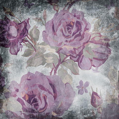 Purple Grey Flowers Mate White Modern Wood Framed Art Print by Grey, Jace