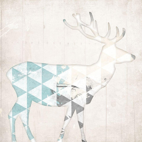 Deer Abstract White Modern Wood Framed Art Print by Grey, Jace