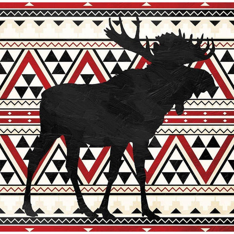 Aztec Moose Red Mate Black Modern Wood Framed Art Print with Double Matting by Grey, Jace