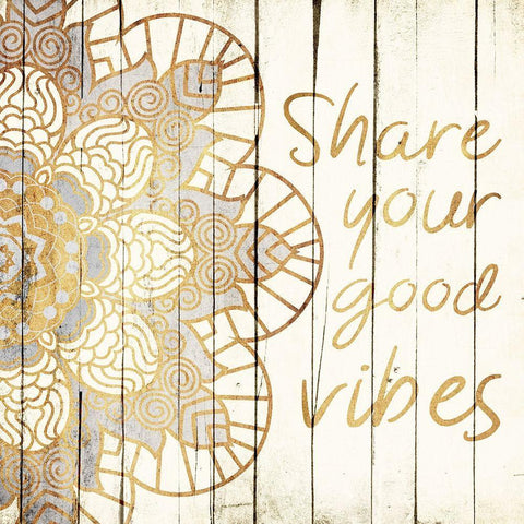 Share Your Good Vibes Black Ornate Wood Framed Art Print with Double Matting by Grey, Jace