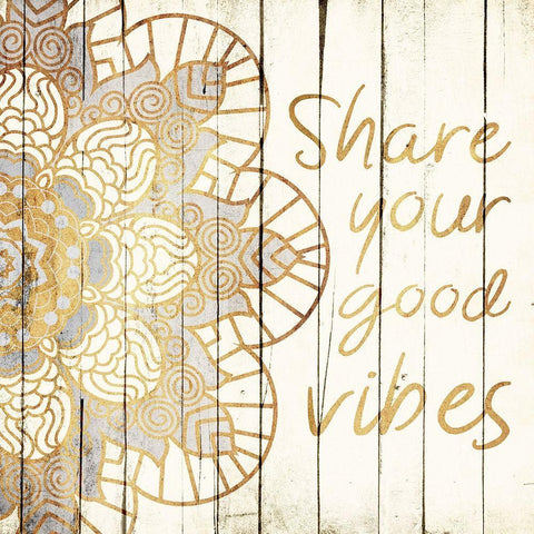 Share Your Good Vibes Black Modern Wood Framed Art Print by Grey, Jace